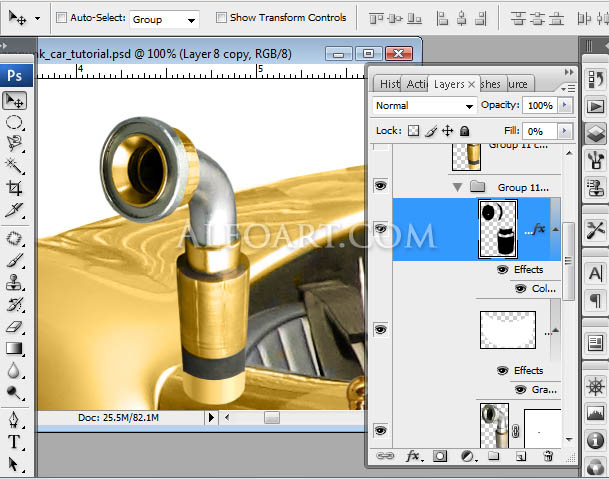 steampunk golden car digital illustration